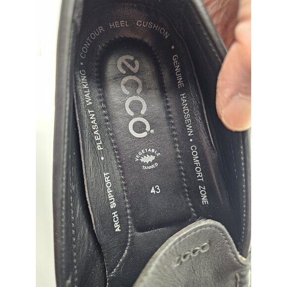 Ecco Driving Shoes Size 43 9 9.5 Black Soft Leather Moccasin Arch Support Loafer main image 8